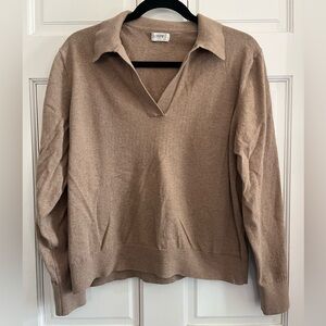 J Crew V Neck Sweater in Tan